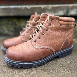 Women’s Vintage Made in Canada Brown Leather ankle Boots size 6.5 moto work farm